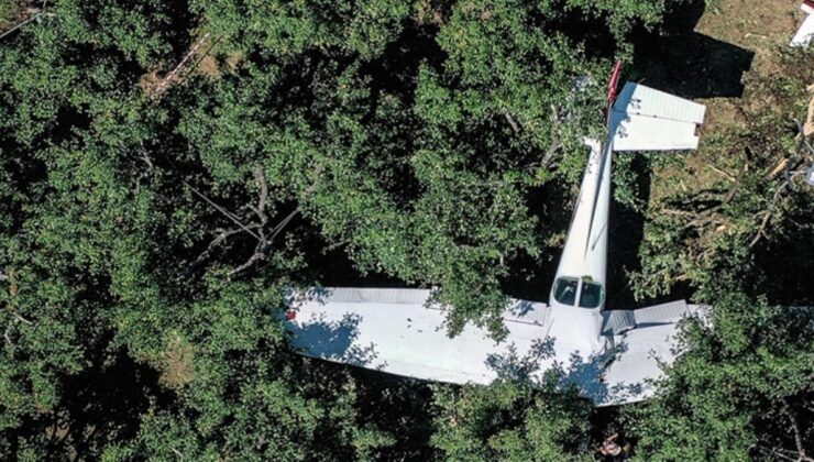 bursa’da eğitim uçağı meyve bahçesine zorunlu iniş yaptı! pilotların sağlık durumu iyi