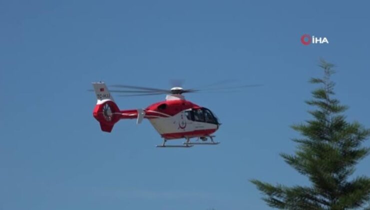 kalp krizi geçiren 48 yaşındaki şahıs ambulans helikopter ile hastaneye yetiştirildi