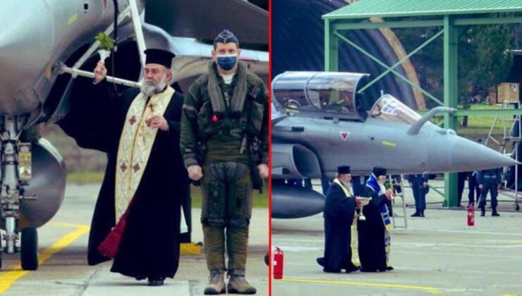 Yunanistan’da din adamları Fransa’dan satın alınan Rafale savaş uçaklarını kutsal suyla kutsadı