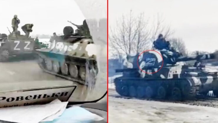 ajansların geçtiği fotoğraflara yansıdı! sınır hattındaki tanklarda gizemli "z" işareti