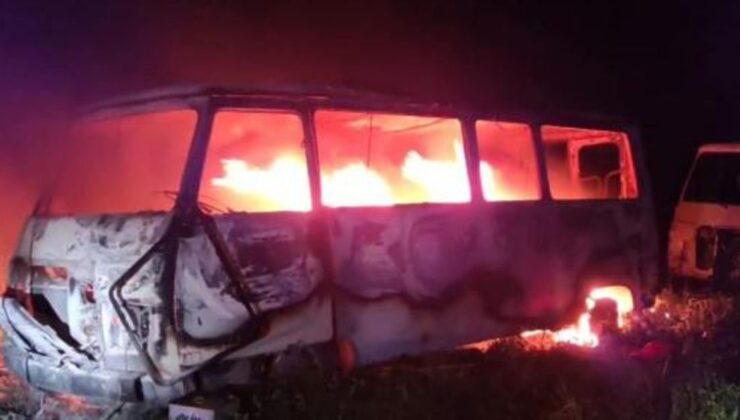 datça’da minibüs alev alev yandı: 1 ölü