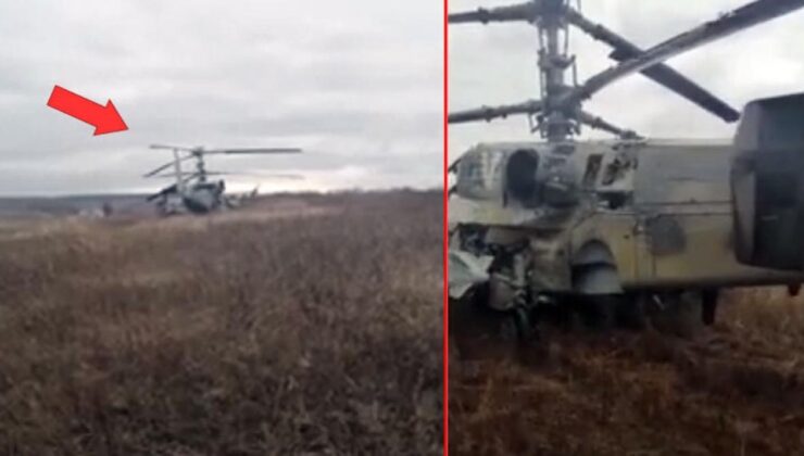 görüntüleri ukrayna askeri paylaştı! rus helikopteri böyle yere çakıldı